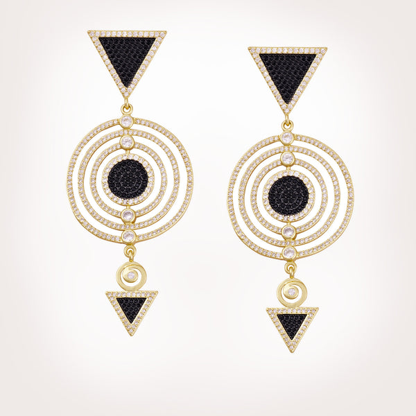 Adalia Multi Circle Crystal Gold Earrings