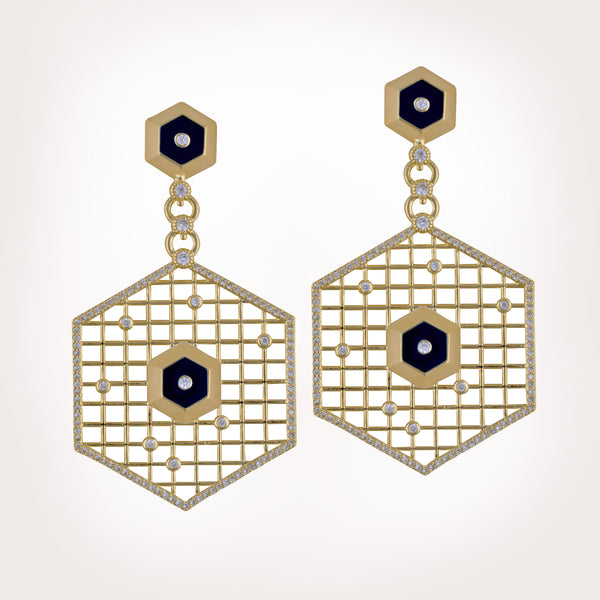 Leila Mesh Drop Gold Earrings