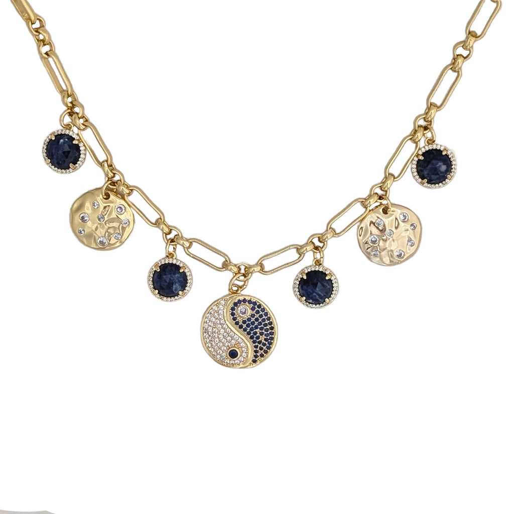 Mila Ying Yang Lapis Lazuli Charm Necklace