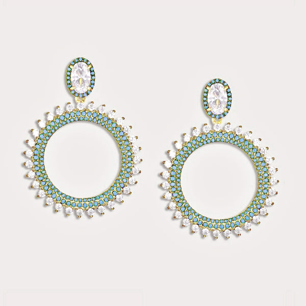 Gemma White & Blue Crystal Hoop Drop Earrings