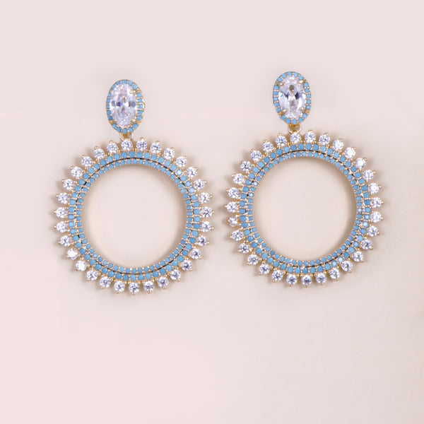 Gemma White & Blue Crystal Hoop Drop Earrings