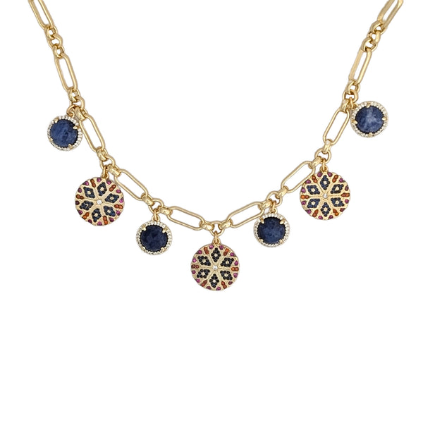 Mila Mandala Lapis Lazuli Charm Necklace